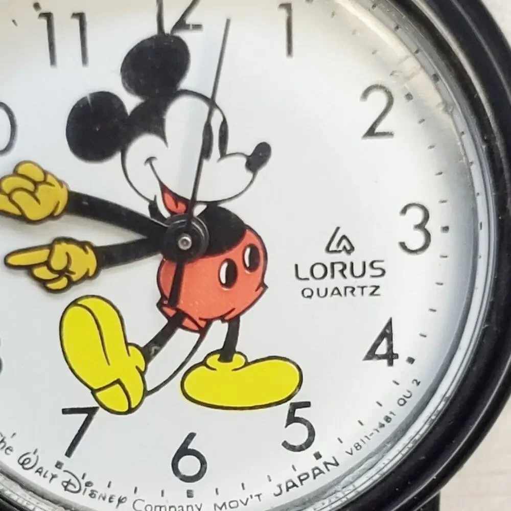 Vintage Disney X Lorus Mickey Mouse Black Plastic Watch